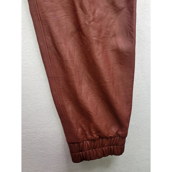 Veronica Beard Cognac Wasia Rust Lamb Leather Loose Fit Jogger Size 12 - Picture 6 of 13